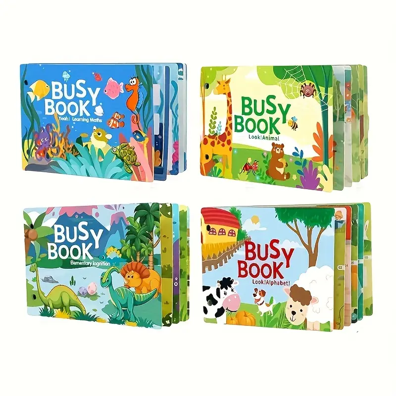 4 Book Set, Interactive Educational Sticker Book | Suitable for Children Aged 3-6